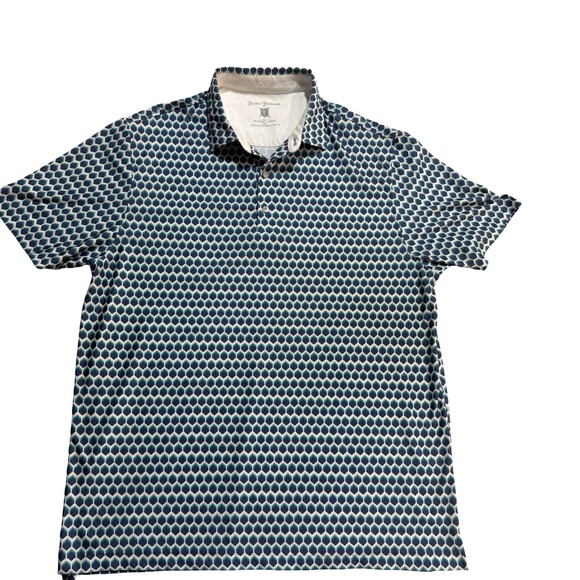 Hickey Freeman Other - Hickey Freeman Golf Polo Mens Large Blue Geometric Honeycomb Excellent Stretch